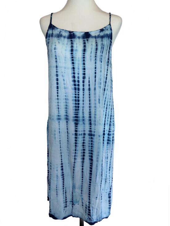 Dresses & Skirts - Blue Tie Dye Cover Up Slip Dress Medium Midi Rayon Beach Pool Vacation Summer